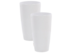 Conjunto de 2 macetas BELIANI Tseria de Mezcla de piedra Blanco 32x32x58