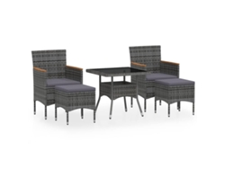 Maison Exclusive - Set Comedor Jardín 5 Pzas Ratán Sintético Vidrio Templado Gris