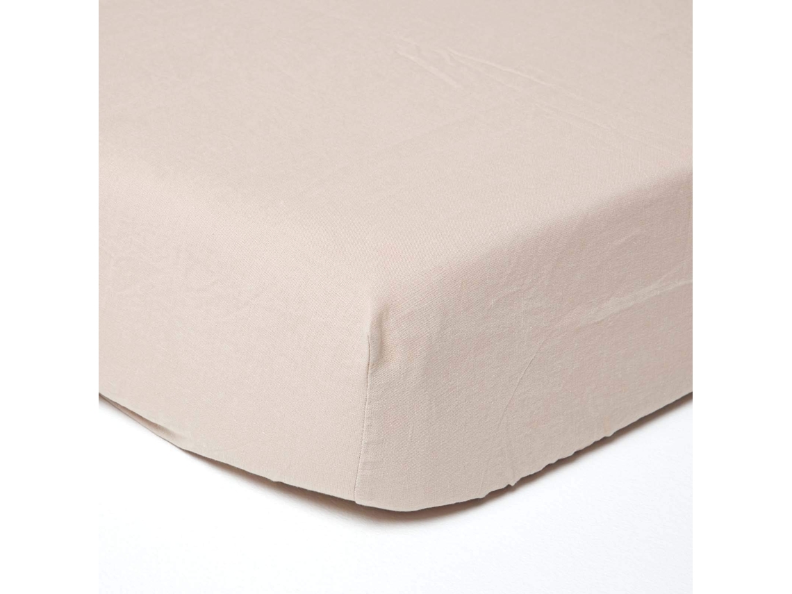 Homescapes Natural Linen Deep Fitted Sheet, Single