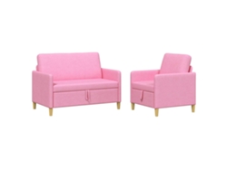 Juego De Sofás Con Almacenamiento 2 Pcs Rosa Poliéster