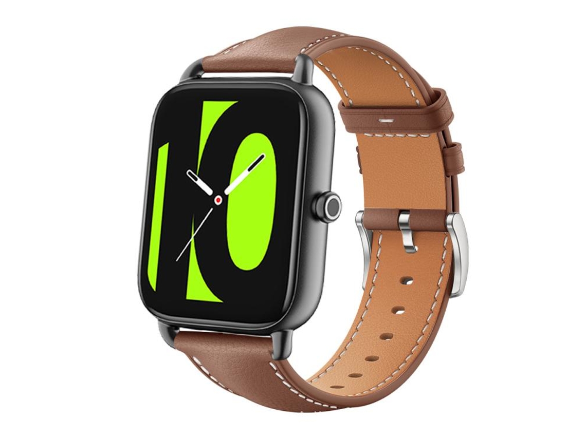 Bracelete Para Xiaomi Haylou Rs4 Plus Ls11 / Ls12 - Couro Preto - Cabeça Chata (20mm) Café