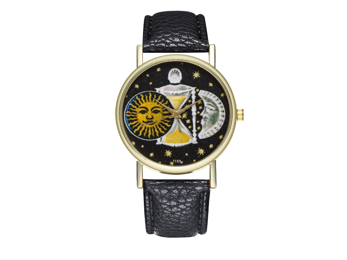Reloj De Pulsera Unisex De Piel, Moderno, Para Hombre Y Mujer, Cuarzo, Estilo Casual, Negro.