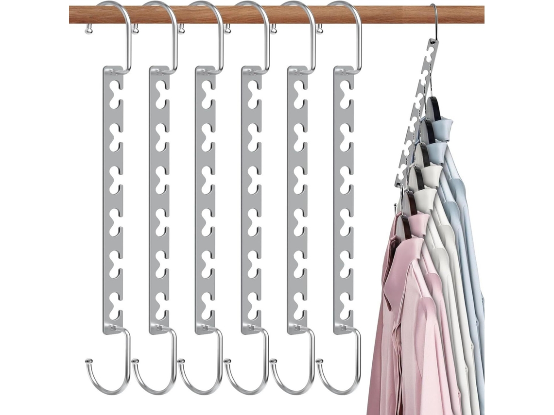 Organizador Mágico Perchas Cromado Plata 26cm Ahorrador Espacio Para Ropa