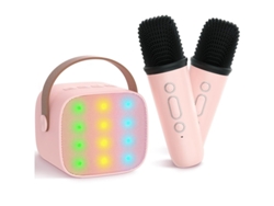 Máquina de karaoke para niños y adultos, mini altavoz Bluetooth portátil con 2 micrófonos inalámbricos, compatible con tarjeta TF, sonido potente Yizhood