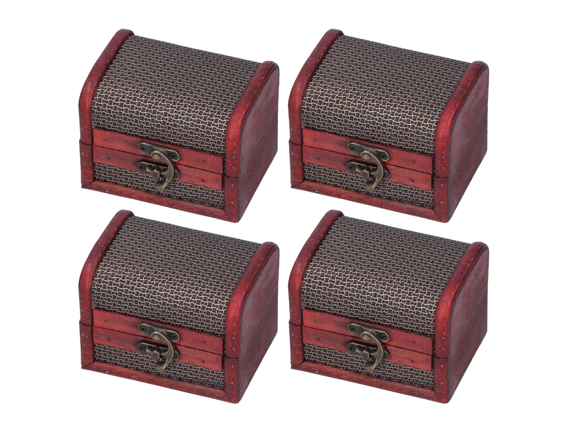 4 Cajas De Almacenamiento De Madera Estilo Retro Para Joyas, Cosméticos, Dulces Y Adornos Clásicos.