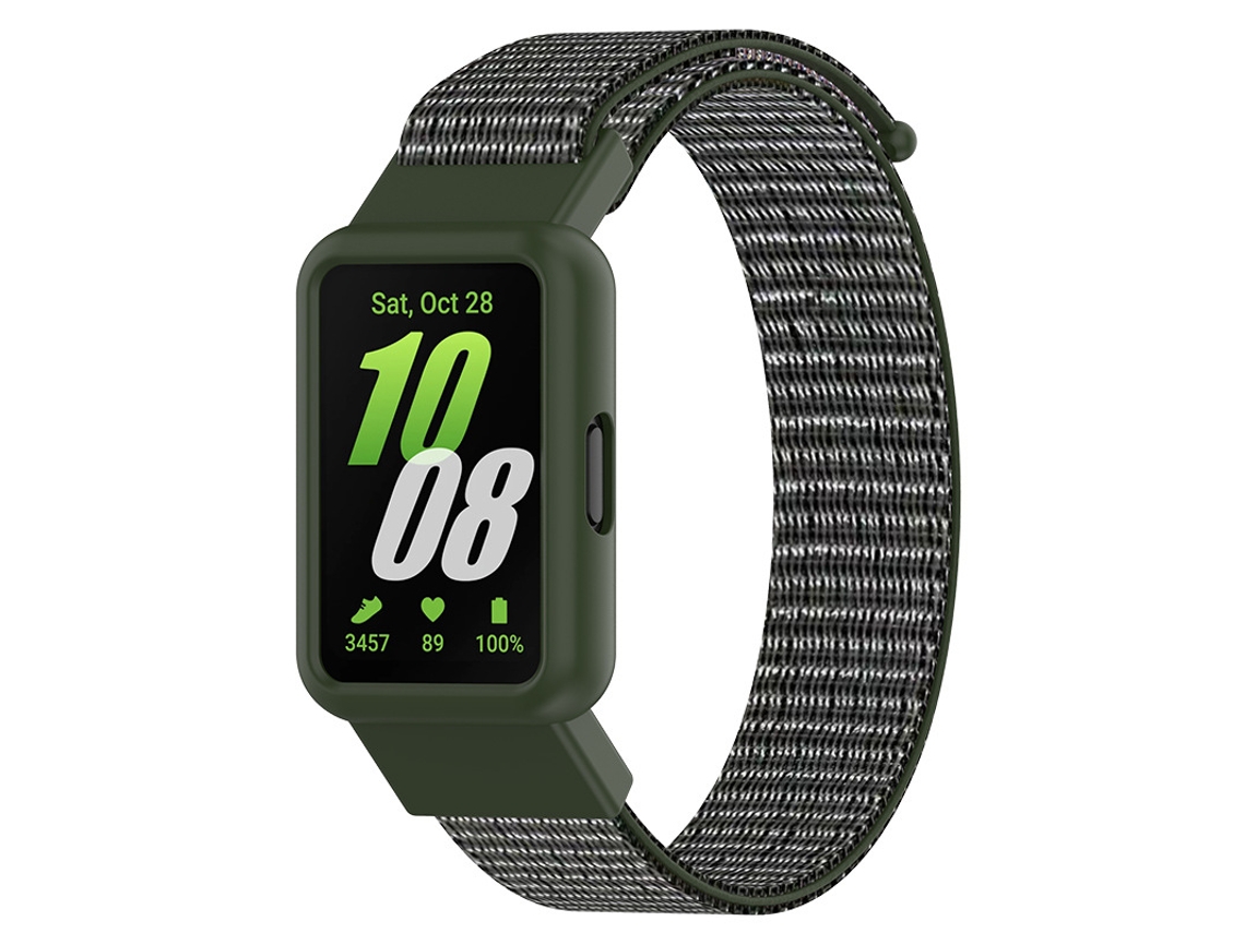 Correa de nailon compatible con el Samsung Galaxy Fit3. Verde oliva oscuro. Samsung Fit3 Yunzii.