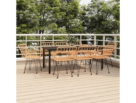 Conjunto 9 de comedor de jardín VIDAXL ratán sintético