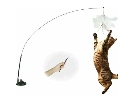 Juguetes de plumas de gato Kartokner con campana y ventosa, varita interactiva para gatitos, caña de pescar para interiores Zhuoxuan
