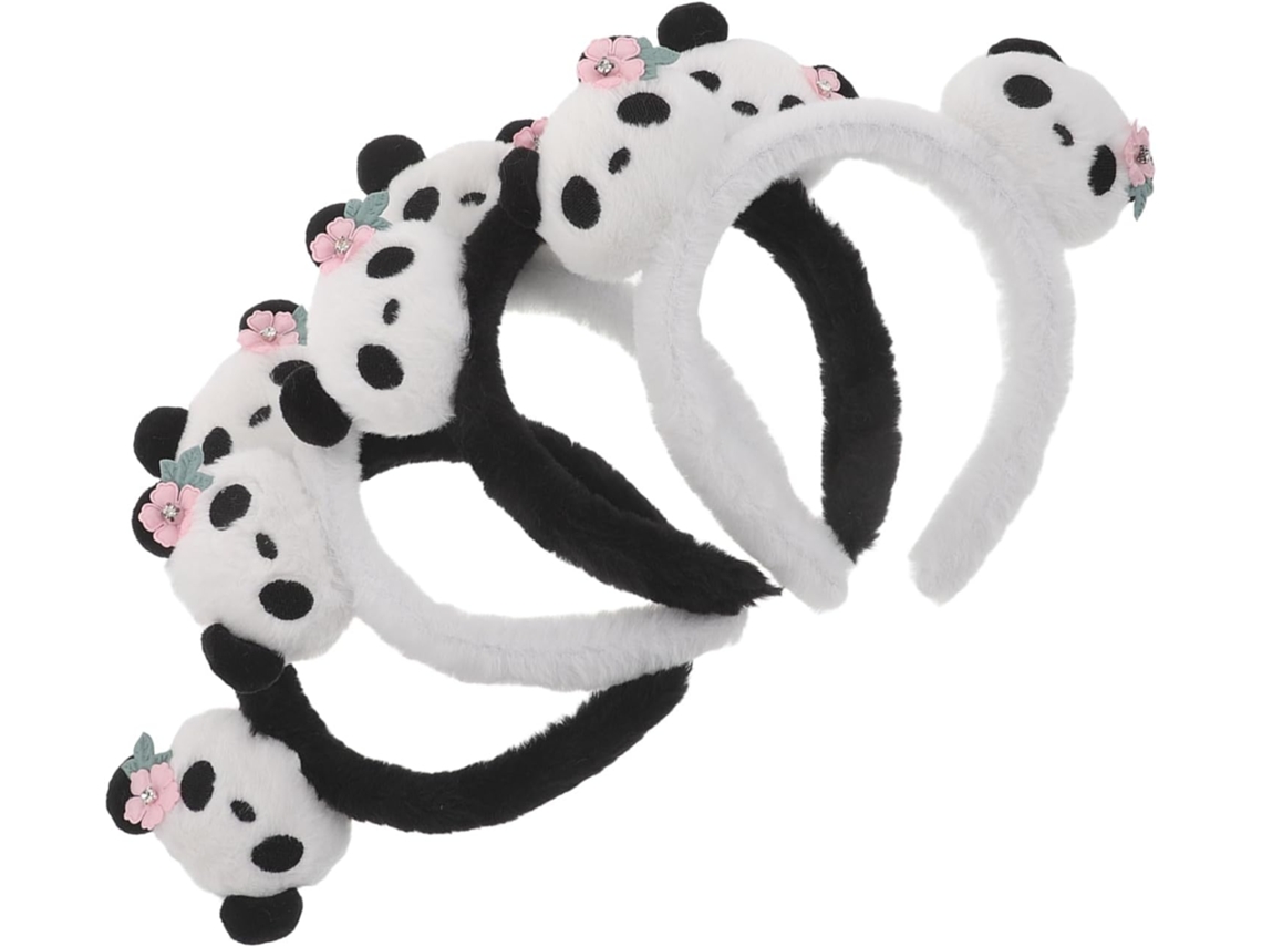 Juego De 4 Diademas De Peluche Suave Con Forma De Panda, Diademas Con Orejas De Animales En Blanco Y Negro.