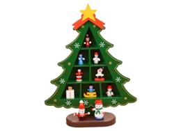 Árbol de Navidad de Mesa – Decoración de Madera con Mini Adornos RNEMITERY