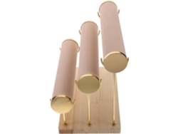 Soporte Para Joyas Nuobesty, Expositor Para Relojes Y Pulseras, 3 Niveles, Madera Maciza, Base Dorada.