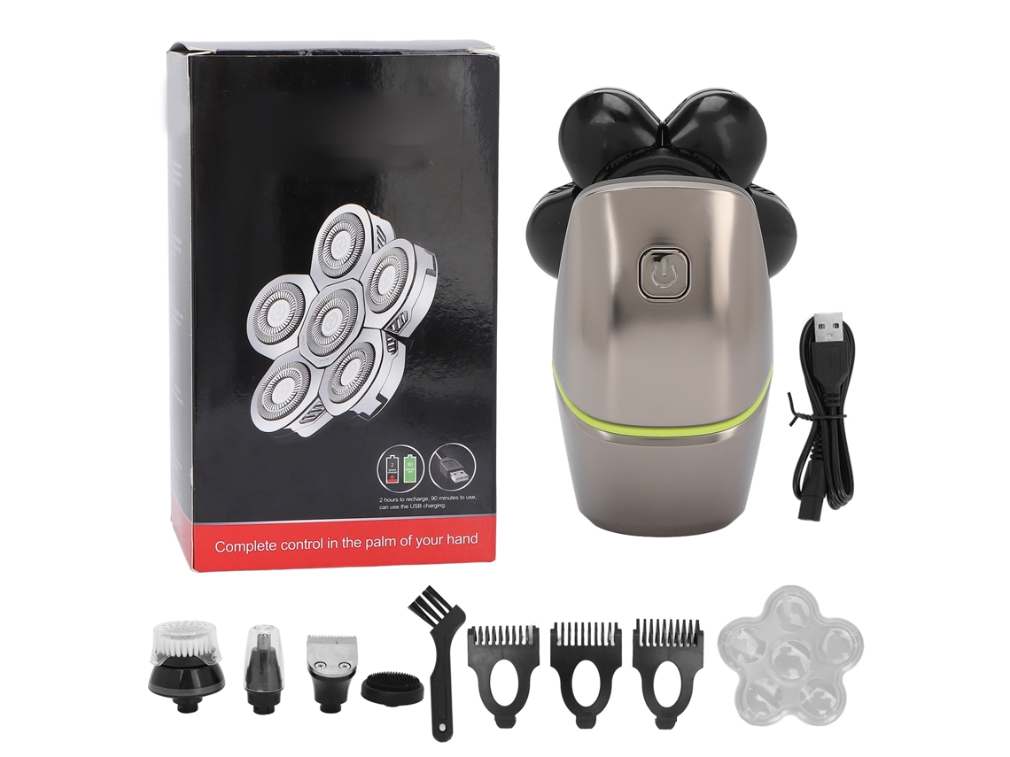 Kit De Afeitado Eléctrico 6 Cuchillas 6 En 1 Recargable Usb Resistente Al Agua Ipx6 Para Cuidado Capilar Multifuncional