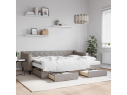 Sofá Cama Nido Con Cajones Tela Gris Taupe 80x200 Cm