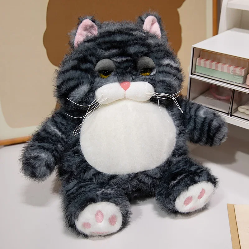 (gris Oscuro, 25 Cm) Peluche De Gato Regordete Y Suave, Decoración De Habitación.