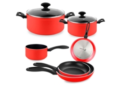 Batería Cocina Inducción 8 Piezas, Antiadherente Sin Pfoa, Aluminio Forjado, Cazuelas Sartenes Fagor Maxima Rojo