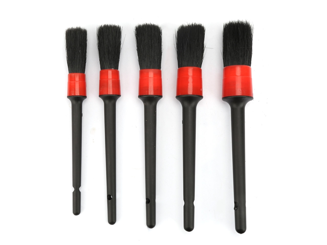 5pcs Set De Brochas Plásticas Redondas Para Limpieza De Coches Brochas De Pintura Detalladas Prácticas Populares