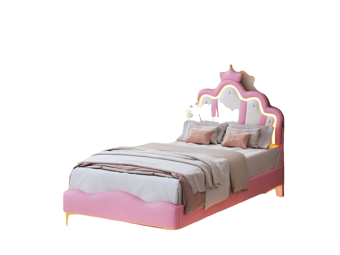 Cama infantil, estructura tapizada, requiere montaje, cama 7, 90x200cm-c