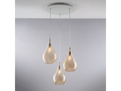 Pluvia - Suspensión De Hierro Con Cristal Pyrex Ámbar 3 Luces 141 - Ø50 - Bl264-s3-am