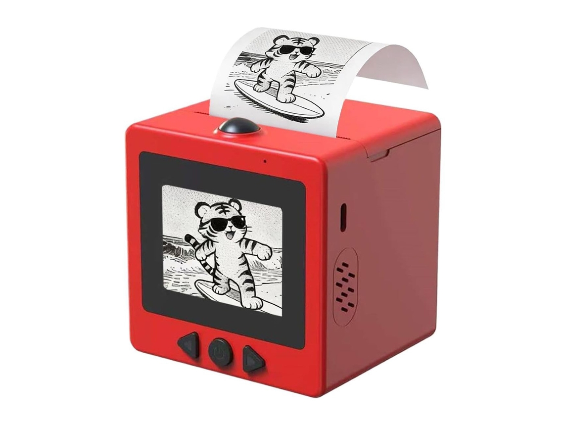 Mini Impresora Térmica Portátil Klack Ai Printer Roja Con Bluetooth, Wifi, Impresión Por Voz, Modos De Dibujo Y Batería Recargable