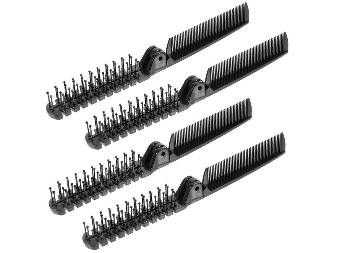 4 Peines Plegables Portátiles De Viaje Para Hombres Y Mujeres, De Plástico Negro.