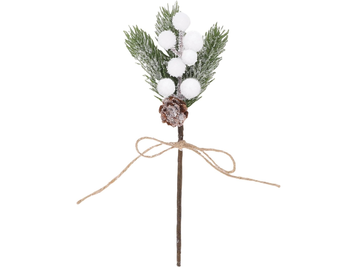 Ramas Artificiales De Bayas Con Piñas – 10 Piezas. Adornos Navideños De Invierno.