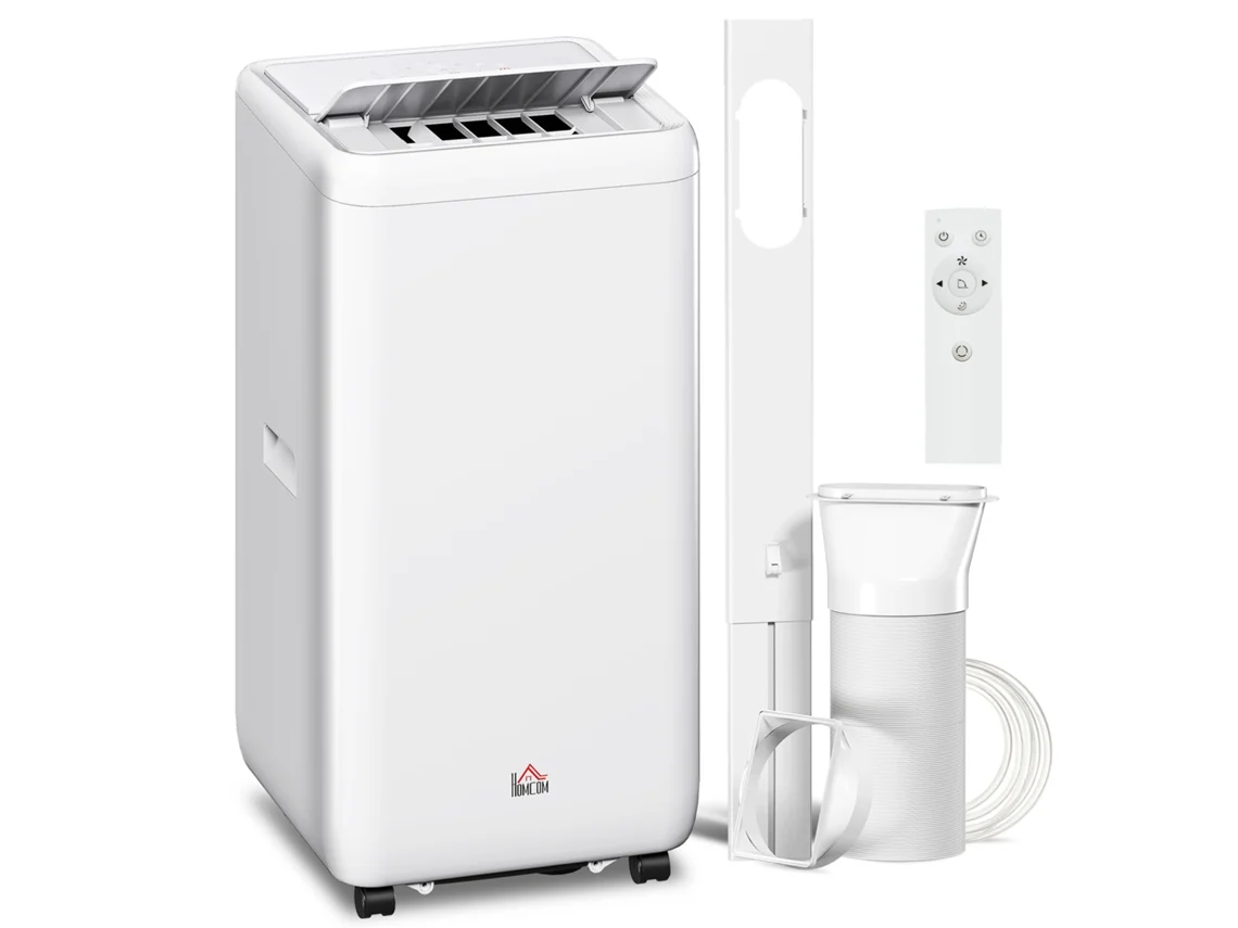 Aire acondicionado portátil de 12000 BTU con manguera, 5 funciones, temporizador de 24 horas, hasta 35 m².