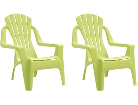 Conjunto 2 Sillas de jardín niños VIDAXL aspecto madera PP verde (37x34x44cm)