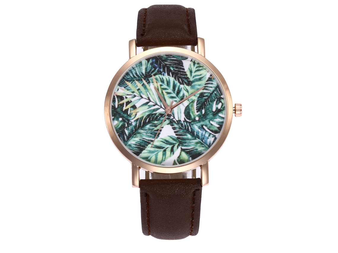 Reloj De Cuarzo De Moda Con Correa De Cuero Nuevo Estilo Para Mujer Niña (café)