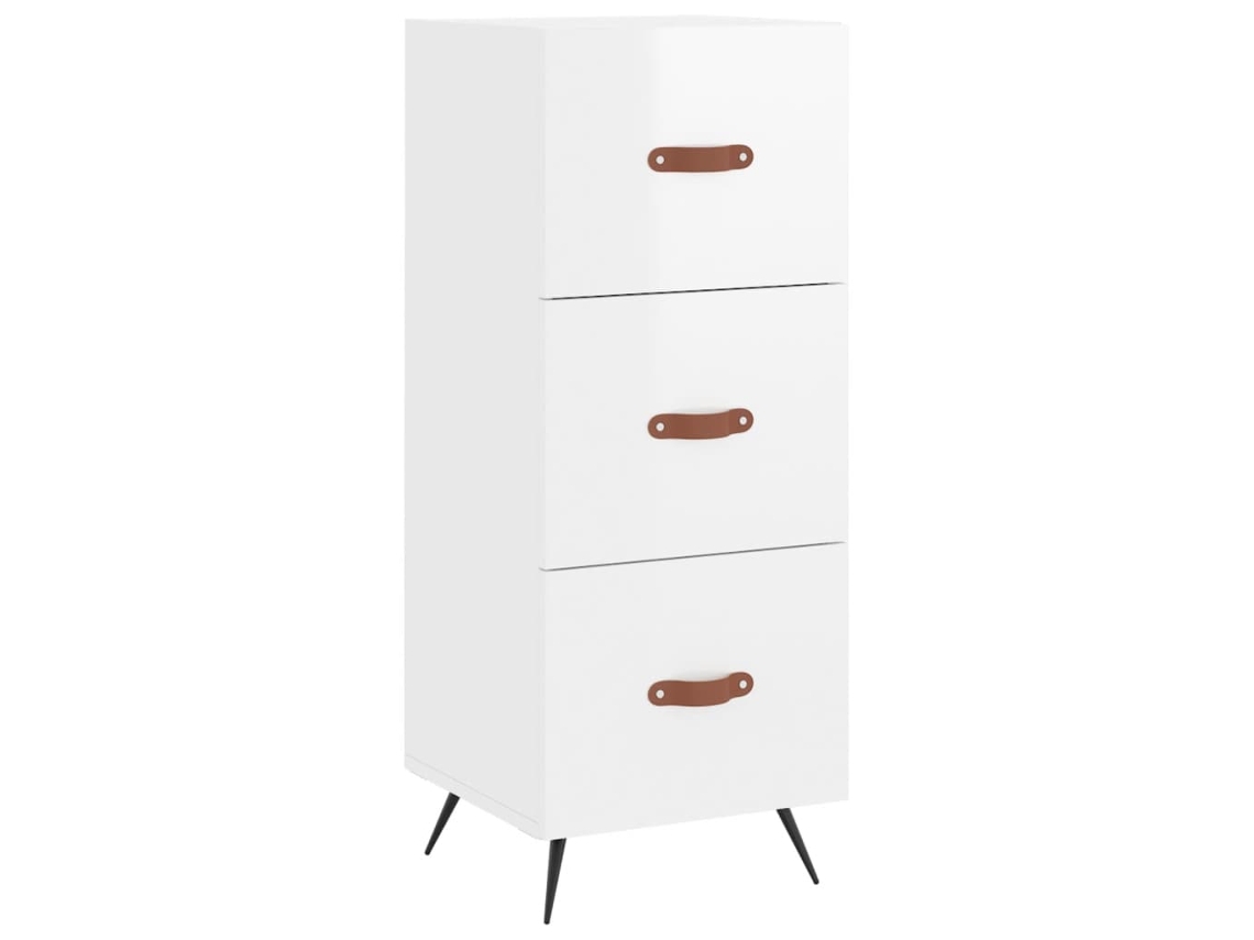 Maison Exclusive - Aparador De Madera Contrachapada Blanco Brillante 34,5x34x90 Cm