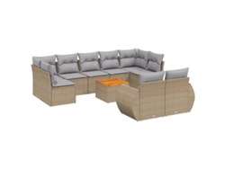 Maison Exclusive - Juego De Sofás Jardín Con Cojines Beige 10 Pzas Ratán Sintético
