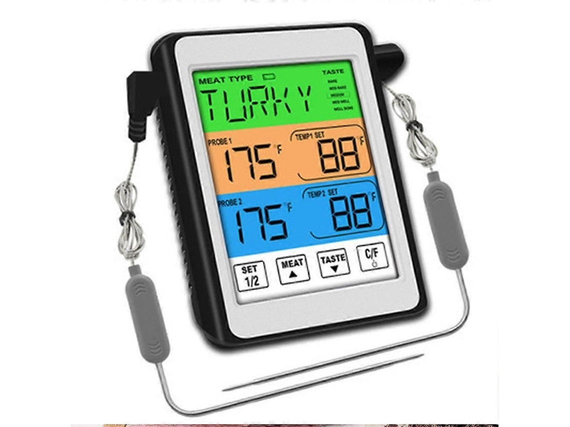 Termómetro digital para parrilla con 2 sondas. Termómetro de cocina para barbacoa y ahumador. Termómetro para parrilla con pantalla LCD. GOKOCO