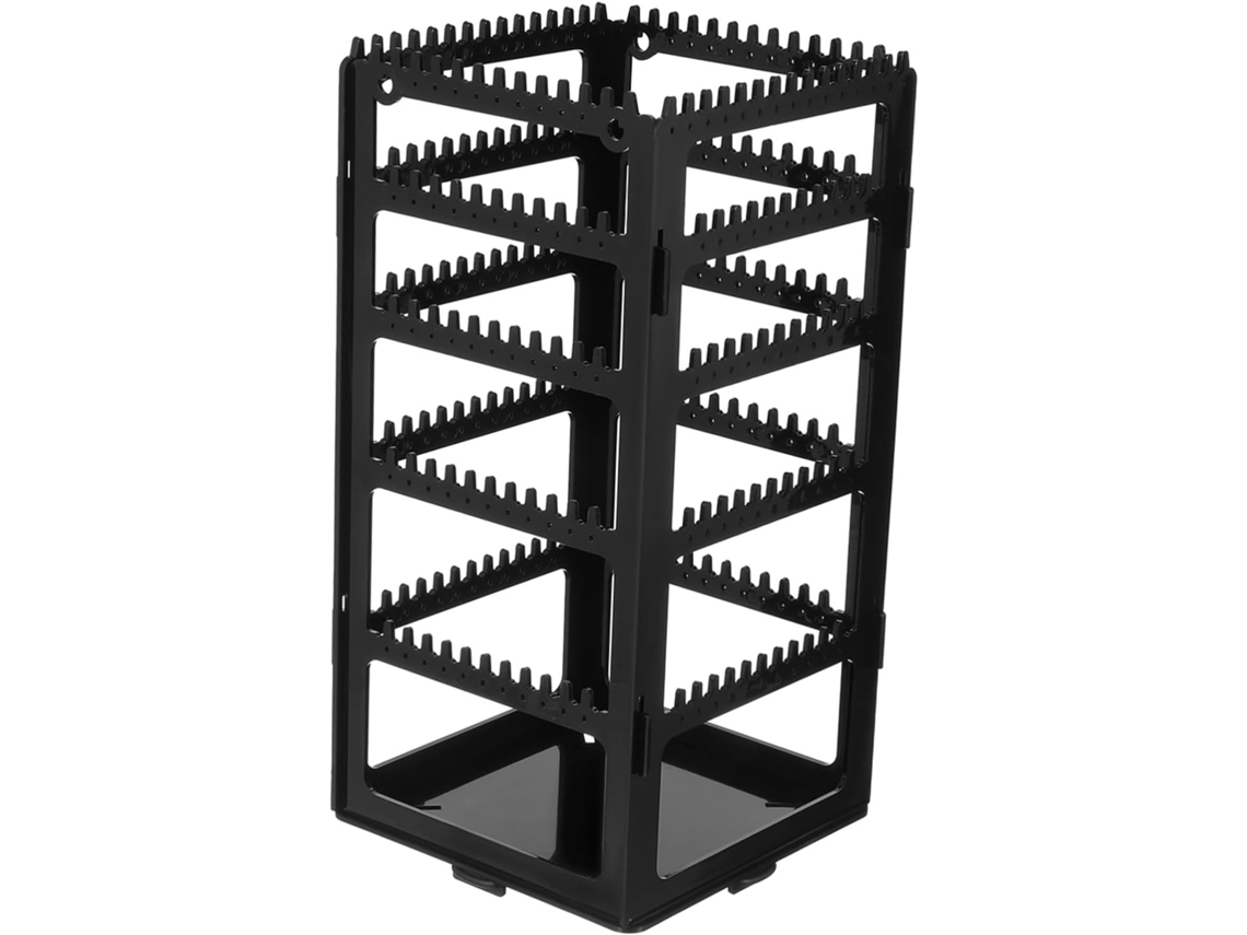 Soporte Giratorio De Acrílico Negro Para Pendientes, Organizador De Joyas Multifuncional.
