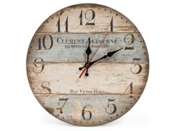 Reloj De Pared Redondo De Madera Silencioso, Estilo Rústico Vintage Chic, Con Números Arábigos, Amarillo.