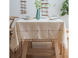 Mantel de celosía rústico, manteles cuadrados de lino y algodón para cocina, comedor, fiesta, vacaciones, Navidad (60*60)