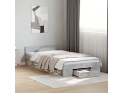 Cama Con Cajón Madera De Ingeniería Gris Hormigón 90x190 Cm