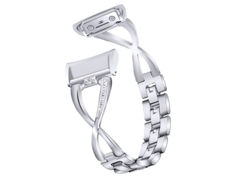 Correa de aleación de zinc aleación de zinc forma de x con diamante para Samsung Gear Fit2 - plata
