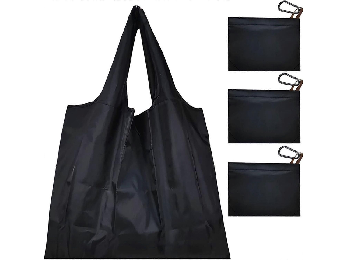 Juego de 3 bolsas de tela grandes, plegables, impermeables y lavables, reutilizables, con bolsillo incorporado. GOKOCO