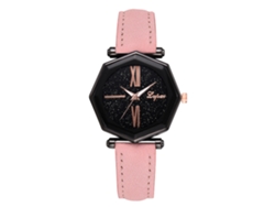 Reloj De Pulsera Para Mujer Con Correa De Piel Sintética, Movimiento De Cuarzo, Estilo Sencillo (rosa)