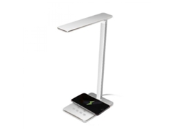 Nueva lámpara de mesa LED multifuncional plegable, lámpara de libro de temperatura de 4 colores, salida USB de Carga inteligente inalámbrica para teléfono móvil (blanco)