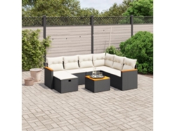 Conjunto de sofá de jardín de 8 piezas con cojines en mimbre sintético negro de DKD Home Decor