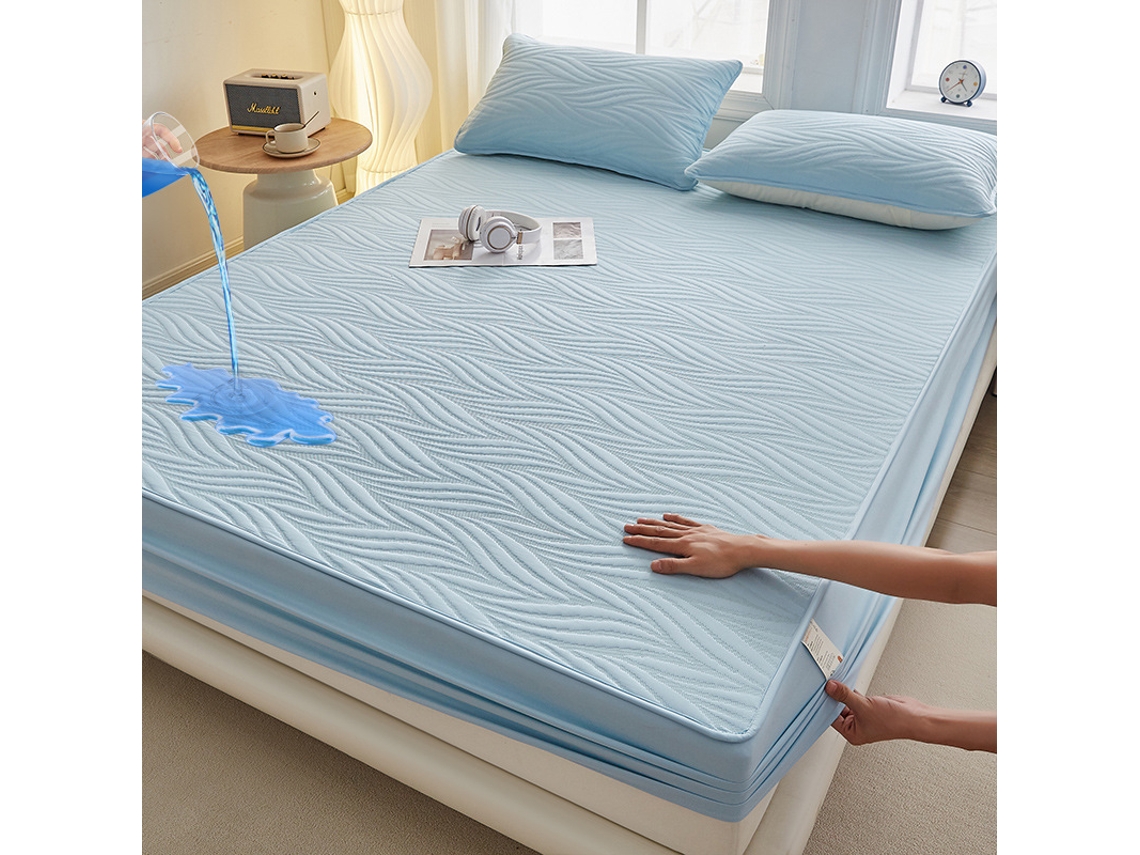 Protector De Colchón Impermeable Con Textura De Hoja De Sauce (azul/90×200cm) Gertiz
