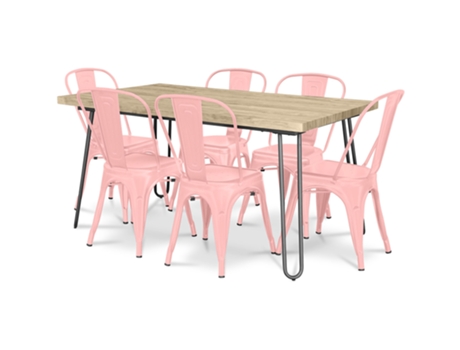 Pack Mesa Comedor Diseño Industrial 150Cm Pack 6 Sillas Comedor Diseño Industrial Hairpin Stylix TOLIX STYLE