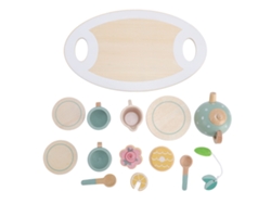 Juego De Té De Madera Para Niñas Con Tetera, Tazas, Cucharas Y Rodajas De Limón.
