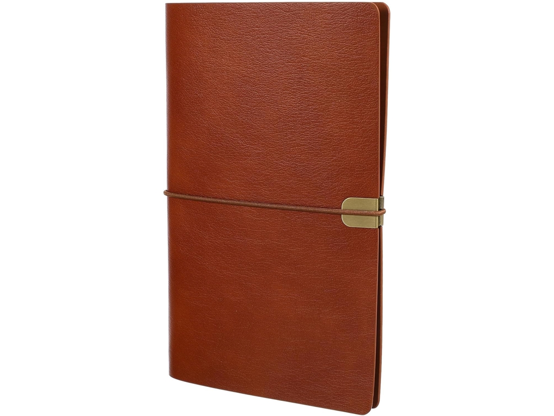 Cuaderno A6 con anillas extraíbles, bloc de notas portátil con cubierta de piel sintética suave de color marrón. CHABERLU