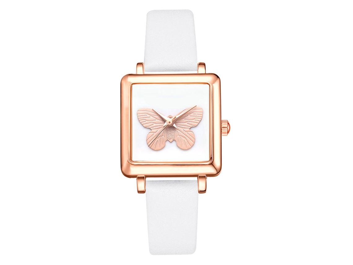 Reloj De Pulsera Casual De Moda Para Mujer Lvpai Con Correa De Piel Sintética Y Esfera Cuadrada Blanca.