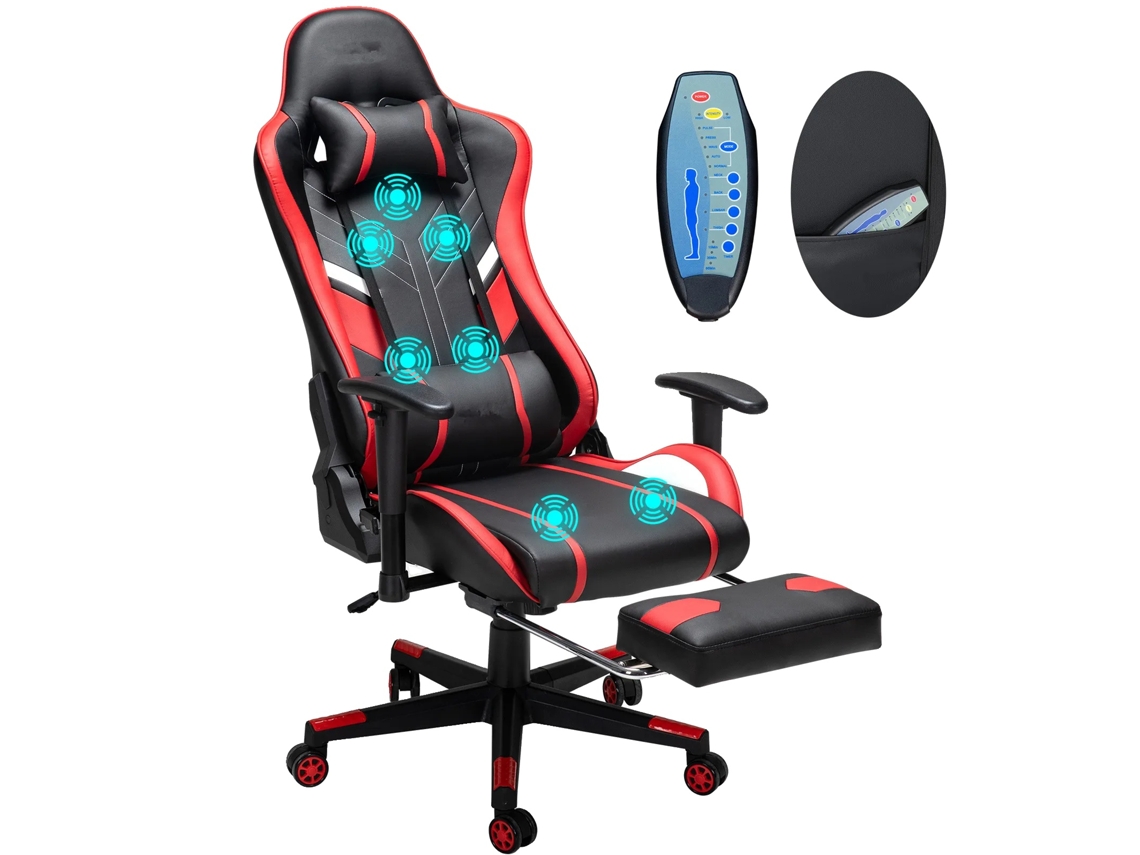 Silla de oficina, diseño ergonómico, altura ajustable, color negro y rojo OEM