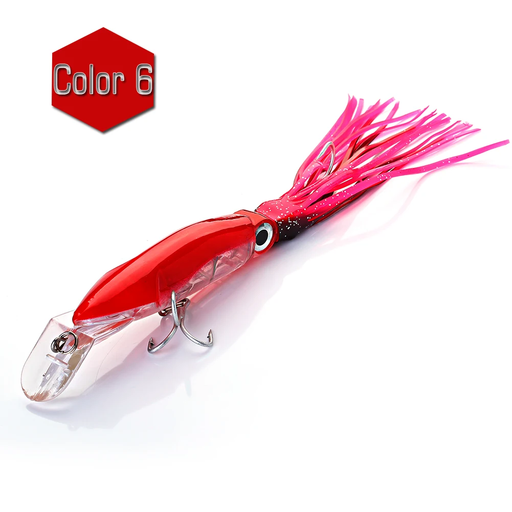 Kit De Pesca De Agua Salada De Plástico Duro Con Cebo Artificial De Pulpo (rojo, No Brillante)