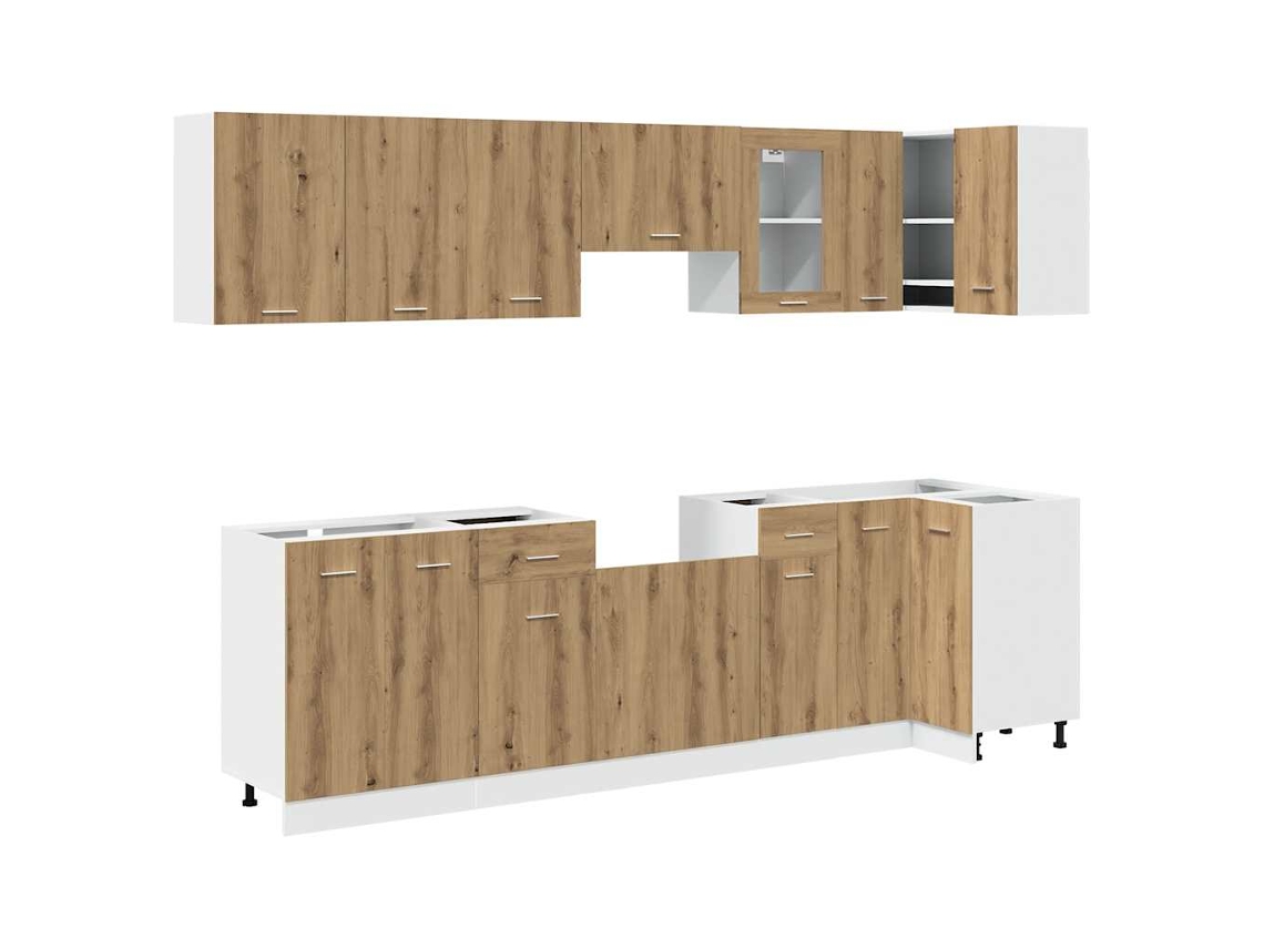 Juego de gabinetes de cocina Lyon Artisan de madera de roble derivado de 11 piezas EXCLUSIVO DE LA CASA