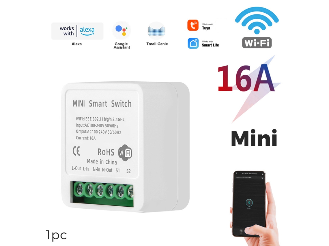 Módulo Mini Interruptor Inteligente Wi-fi Con Control Remoto Por Aplicación/voz Compatible Con Alexa/assistant