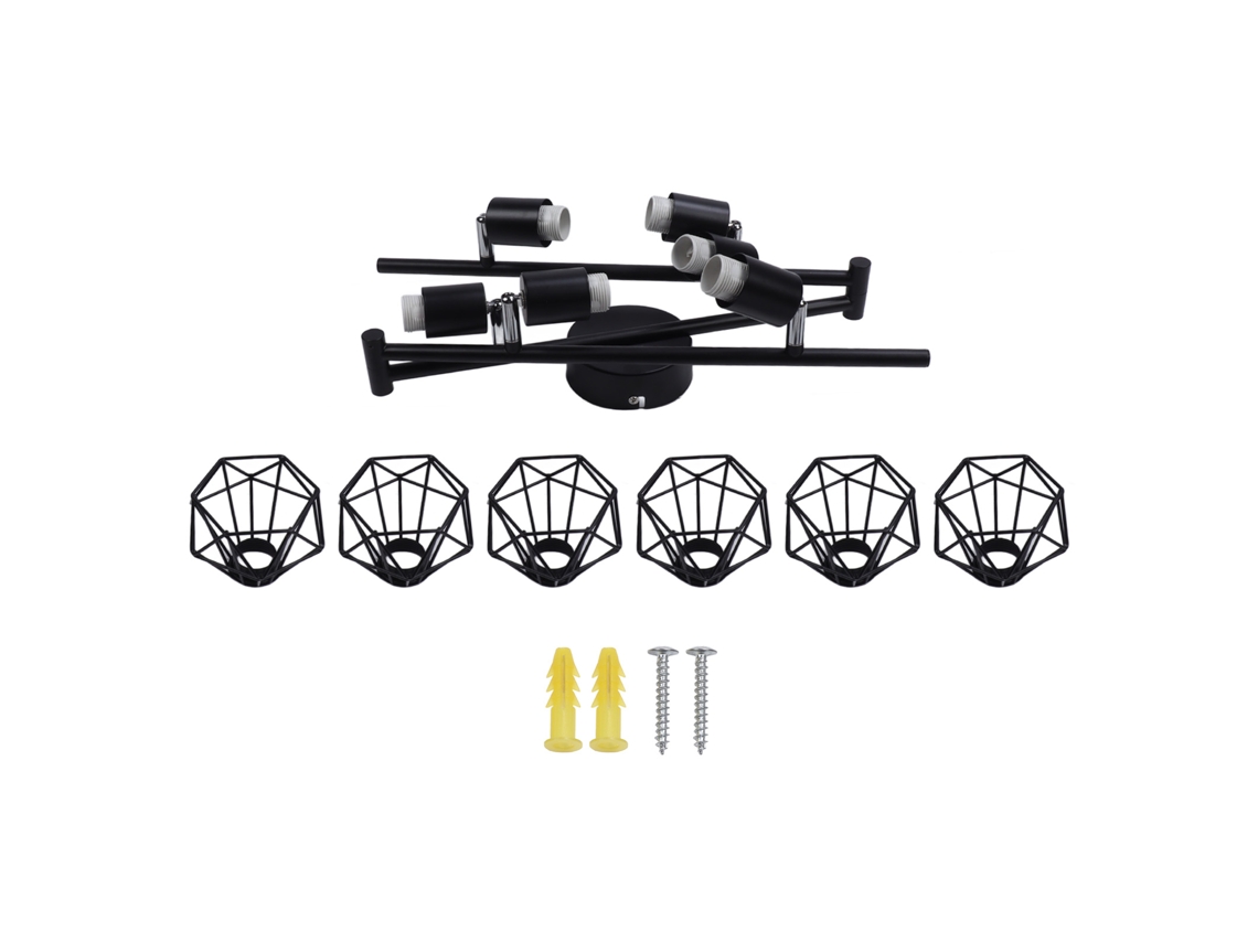 Rebe-kit De Iluminación De Riel E14 6 Luces Negro Rotatorio Techo Para Dormitorio Cocina Pasillo 85-265v